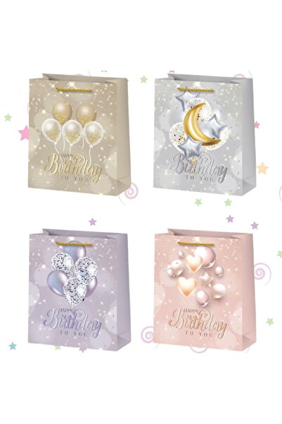 SONORH Set de 4 pungi cadou, 41*30*12 cm, cu model festiv, pentru zile de naș...