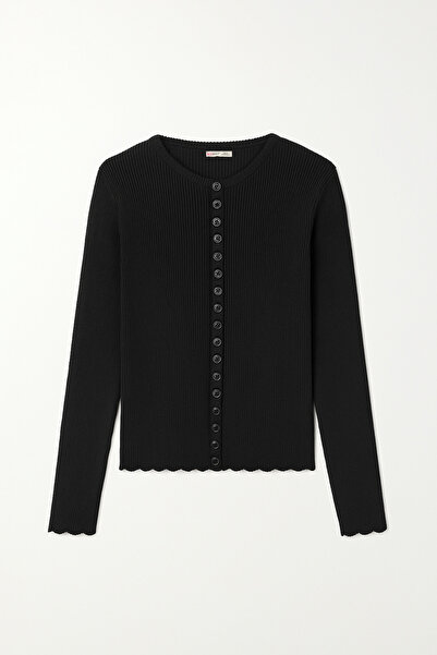 Mixray 6972 women's Corded Fabric basic knitwear cardigan black