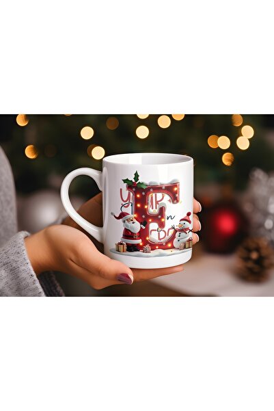 Beramussa E Initial Letter Christmas Mug – Christmas Themed Light-Up Santa an...