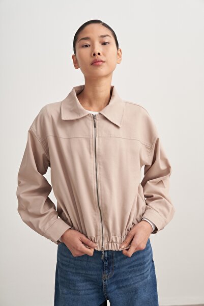 EBU Prive Γυναικείο μπουφάν Gabardine Bomber Μπεζ