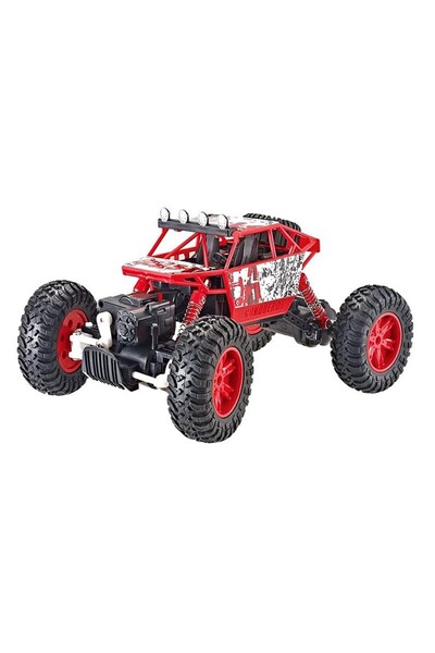 PROCART Off-road remote control car, wheels with suspension, 1:18 scale, 2.4GHz, rechargeable, red