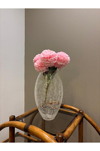 Miko Home & Garden Çatlak Desen Cam Vazo – Dekoratif Şık Çiçek Vazosu