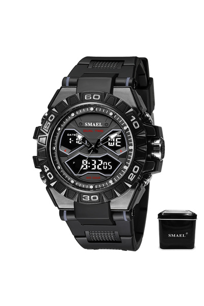 SMAEL Men's Watch Sport Digital Analog Quartz Black