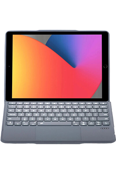 Butik T5506D iPad 10.2 (9.Nesil) Kılıf Palermo Ledli Klavyeli Standlı Tablet Kılıfı - Siyah-(5796)
