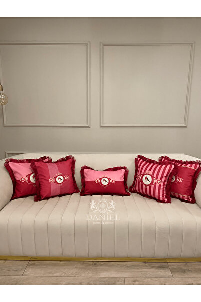 Daniel Home Design Premium |   Love Birds Pink Series Tasseled 5-Piece Throw Pillow Cover Set