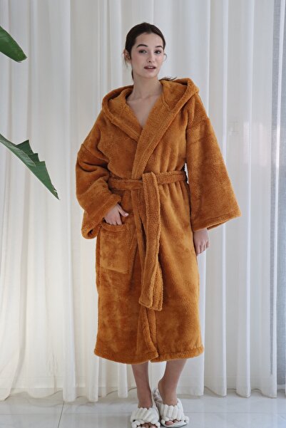 CAKKATEX Wellsoft Plush Extra Soft Hooded Long Dressing Gown with Pocket Detail