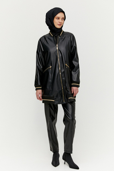 Setrms Ribanalı Suni Deri Bomber Kap