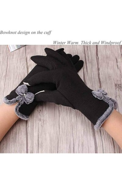 OEM AOAKY thin black gloves, soft for touchscreens for women, universal size,