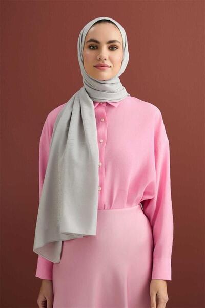 Imannoor Cotton Silk Shawl - Chain Pattern - Gray