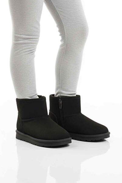 pepino Μαύρες μπότες για κορίτσια με φερμουάρ και γούνα εσωτερικά 2096 P