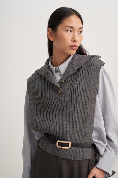 EBU Prive Women's Buttoned Knitwear Sweater Anthracite