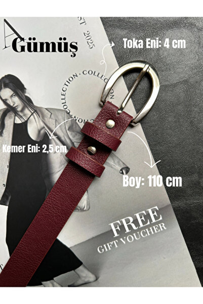 LİA KEMER Lust Classic Patterned Women's Silver Buckle Belt Coat Belt Dress Belt Trouser Belt