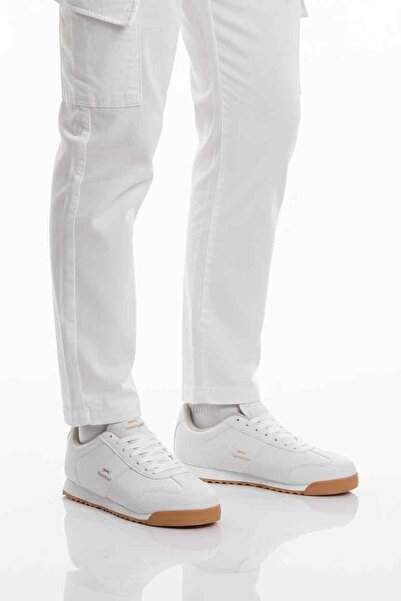 Slazenger White Lace-Up Non-Slip Sole Men's Sneaker Band m