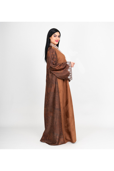 IKKXA Winter Front Embroidery Asian Neckline Jalabiya