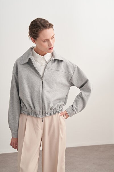 EBU Prive Γυναικείο μπουφάν Interlock Bomber Grey Melange