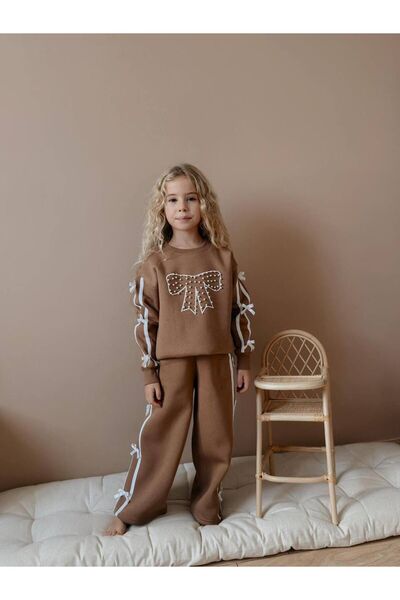 YİGİT BUTİK Παιδικό κοστούμι με φιόγκο με πέτρινο σχέδιο και κέντημα με πέτρα...