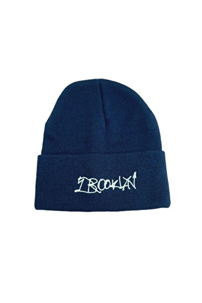 Janti Jtaw25Bre1657 Micro Knitted Written Dark Blue 100% Acrylic Beanie