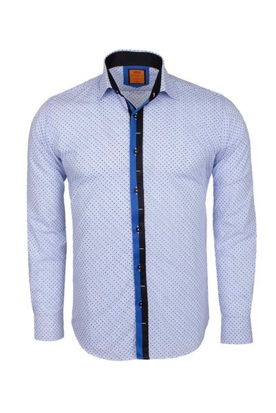 MAKROM Slim Fit Blue Detailed Pinstripe Cotton Men's Shirt