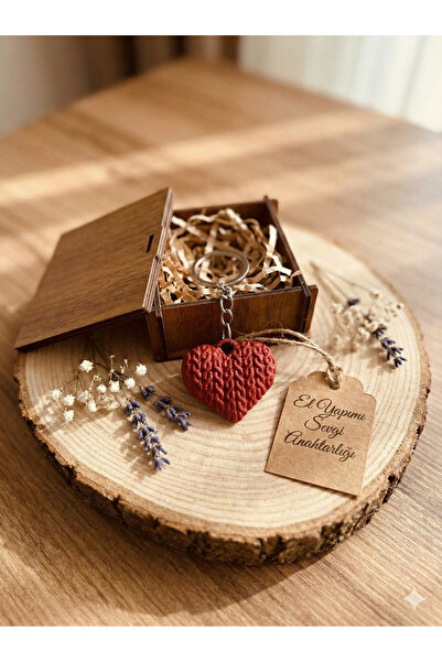 METAKEY3D Örgü Desenli 3D Baskı Kalp Anahtarlık - Kırmızı Özel Tasarım Çanta ...