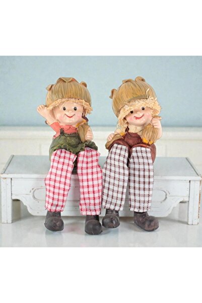 e-life shop Ayakları Sallanan 2’li Mısır Kafalar Biblo Heykel Dekoratif Mutfak Ev Ofis Hediyesi Masa Süsü 15 cm