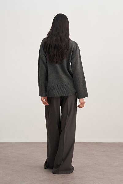 EBU Prive Γυναικείο Πλεκτό Πουλόβερ Ανθρακί