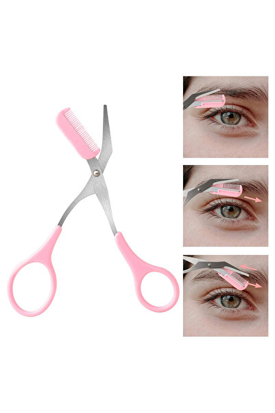 Betora Taraklı Kaş Makası Paslanmaz Çelik Kaş Şekillendirme Bıyık Yanak Kıl Tüy Alma Düzeltme Usturası