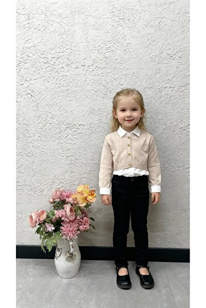 Gocoland Cardigan tricotat pentru fetiță cu detaliu cu volane pe mâneci