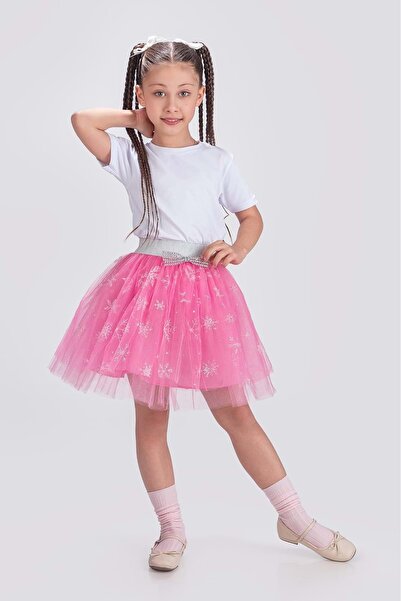 Mnk Baby&Kids Tutu Snowflake cu imprimeu Fusta de petrecere M00779 ROZ