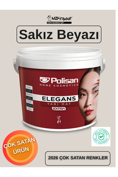Polisan Elegans Extra Yarı Mat Küf Önleyici İç Cephe Boyası Sakız Beyazı