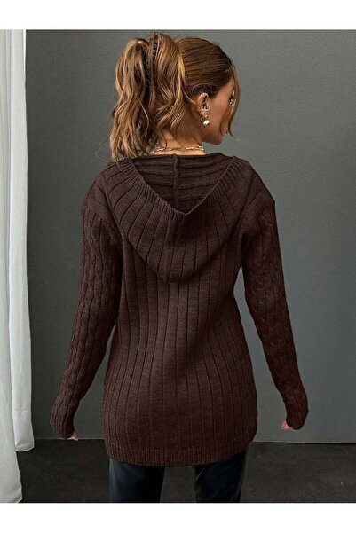 WE AND ME Women's Knitwear Hooded Zippered Cardigan Standard Size