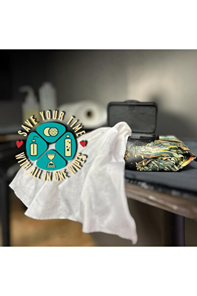 Ink Permanent Tattoo cleaning wipes, 20 pcs, large, bamboo fiber, alcohol-free, with green soap