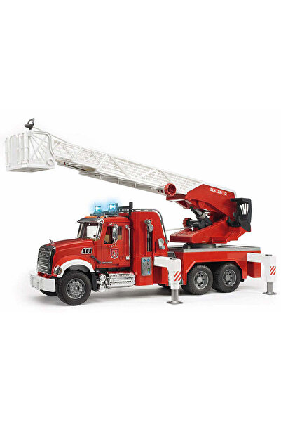 Bruder Autospecială de pompieri Mack Granite cu scară, pompă de apă și sirenă