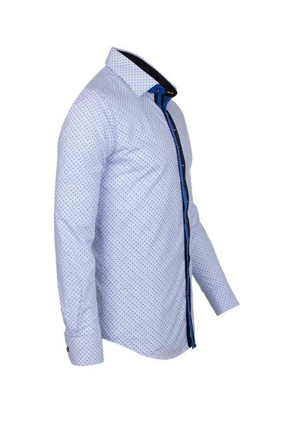 MAKROM Slim Fit Blue Detailed Pinstripe Cotton Men's Shirt