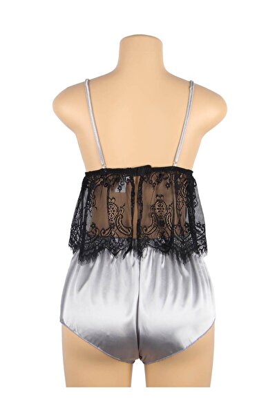 Lingerie and Fashion Style Hollow Sexy Sleepwear Satin Lace Splicing Pajama Sets