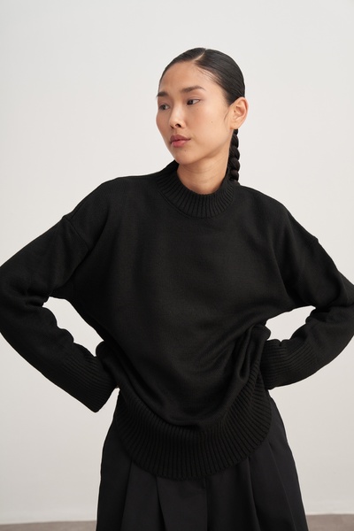 EBU Prive Γυναικείο Πλεκτό Πουλόβερ Μαύρο