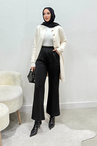 Tesettür Diyarı Scuba fabric elastic waist hijab pants - black