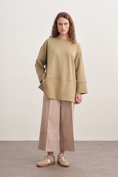 EBU Prive Sweat pentru femei Interlock O supradimensionat cu accesorii pentru șal, verde