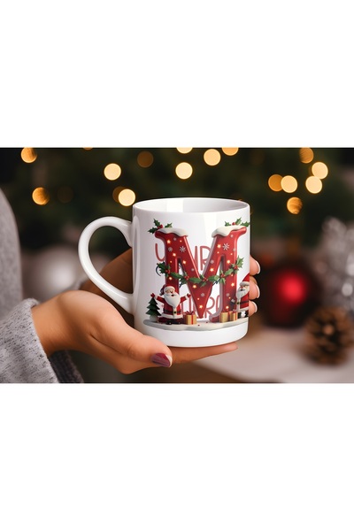 Beramussa M Initial Letter Christmas Mug – Christmas Themed Light-Up Santa an...