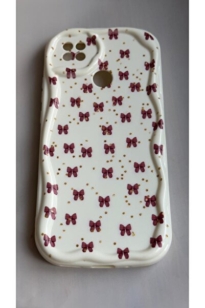 yuscerham Redmi 9C Uyumlu Kırmızı Fiyonk Desenli Yumuşak Silikon Kılıf