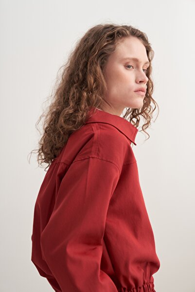 EBU Prive Women's Gabardine Bomber Jacket Red