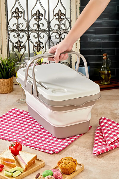 Milenay Katlanabilir Silikon Yeni Nesil Piknik Sepeti, Akıllı Organizer, Modü...