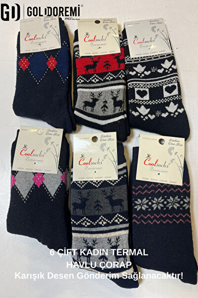 gd goldoremi Women's 6-Piece Thermal Towel Anti-Sweat Warm Socks