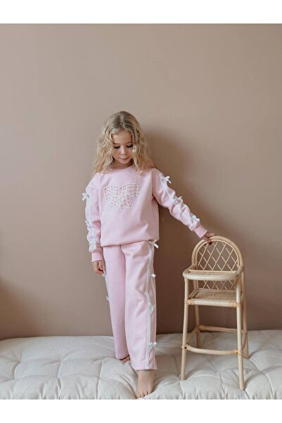 YİGİT BUTİK Set pentru copii cu model de fundătură brodată cu piatră I evazat iz