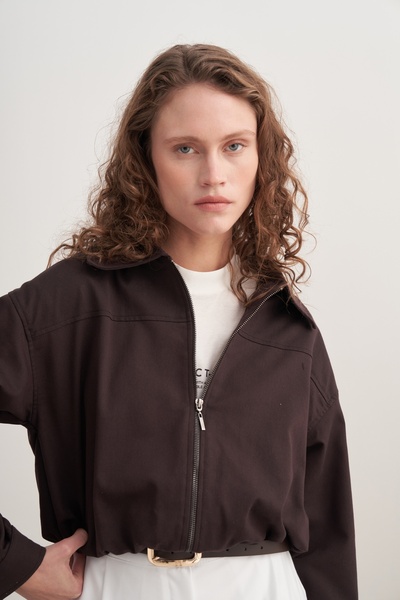 EBU Prive Γυναικείο μπουφάν Gabardine Bomber Καφέ