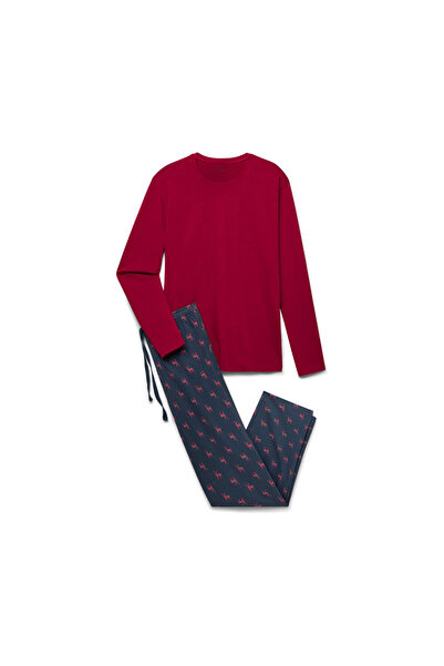 Tchibo Men's Pajamas, Red/Full. Printed