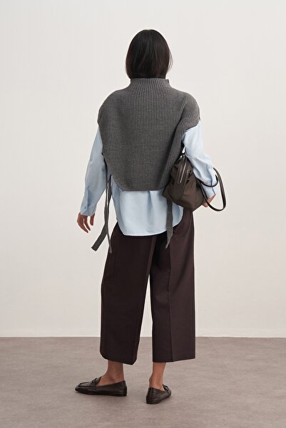 EBU Prive Γυναικείο παντελόνι Gabardine Culotte καφέ