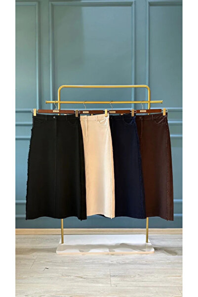 BEİAZ Sentez Yanları Püsküllü Kanvas Etek