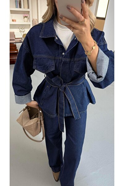 Sezgi Tekin Bf Straight Jean Suit with Flap Pocket Jacket