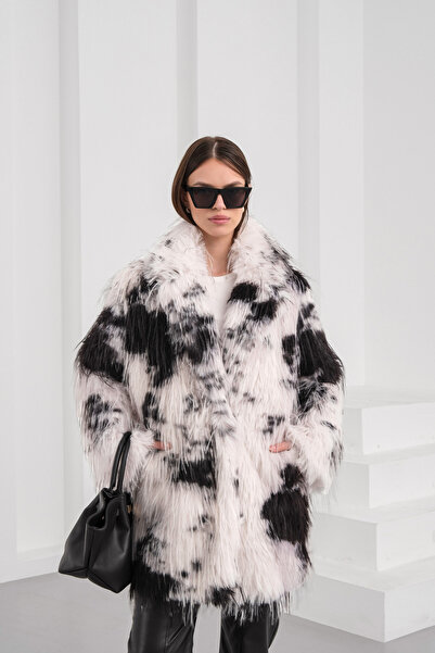 BLUE DAY'S Women's Long Artificial Faux Fur Coat – Trend Pattern
