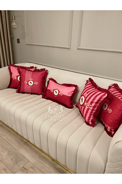 Premium | Love Birds Pink Serisi Püsküllü 5'li Kırlent Kılıfı Seti